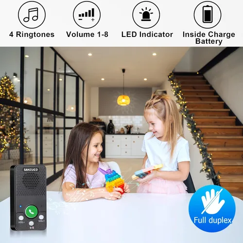 Vista 3 de Timbres para puerta, intercomunicador inalámbrico manos libres mejorado, timbre impermeable dúplex completo de 1000 pies, comunicación bidireccional