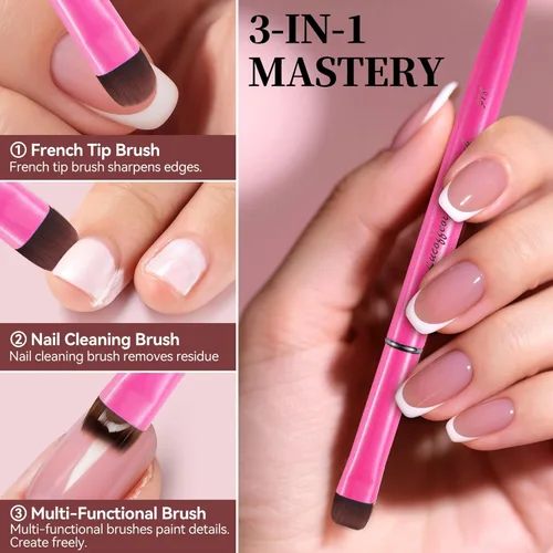Vista 2 de Brocha de punta francesa - Kolinsky Sable Nail Art para Polygel & Clean Up Rosa