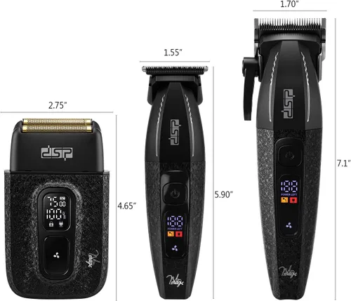 Vista 6 de DSP Kit de afeitadora recortadora 3 en 1 para hombres, recargable Negro