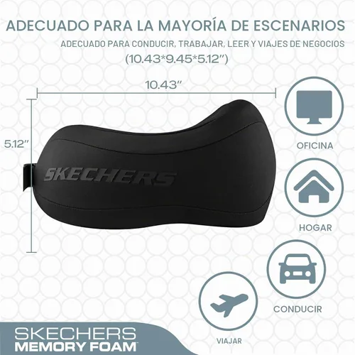 Vista 5 de Skechers Almohada cervical para viajar, almohada cervical de viaje de espuma viscoelástica para avión, almohada de viaje para dormir en vuelo Negro