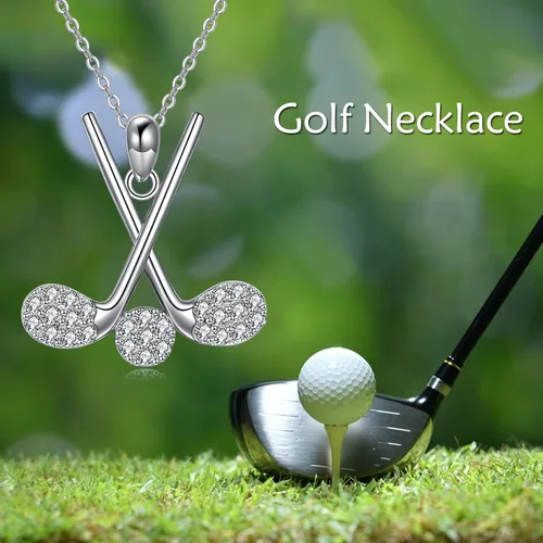 Vista 5 de YAFEINI Collar con colgante de plata de ley para violínvioloncheloguitarragolfhockey, joyería de música deportiva para mujeres y niñas