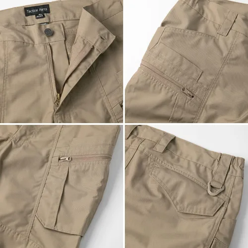 Vista 7 de CARWORNIC Pantalones tácticos ligeros para hombre, pantalones cargo militares, resistentes al agua, para senderismo, trabajo