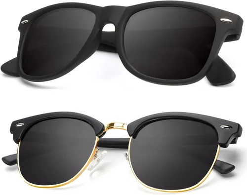 Vista 42 de KALIYADI Gafas de sol polarizadas para hombres y mujeres, marco semi sin montura, para conducir con bloqueo UV A01-(1 Pack) Tortuga Mate G15