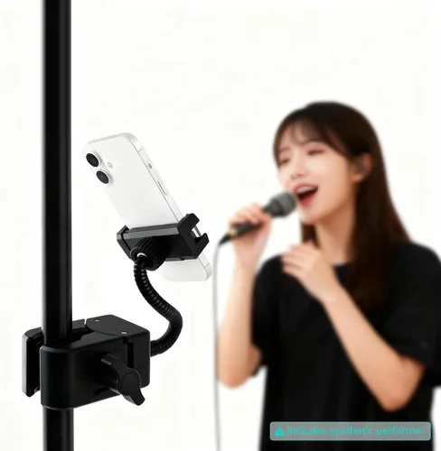Vista 3 de Soporte para micrófono, brazo flexible de cuello de cisne de 360° para micrófonos de música, trípodes, clip de teléfono celular para todos