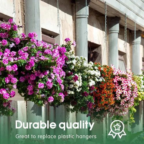 Vista 5 de Paquete de 10 perchas de alambre fuerte de 24 pulgadas para cestas colgantes, 4 cestas colgantes de orquídeas, gancho de alambre de metal