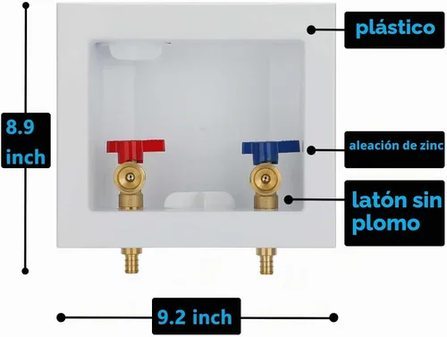 Vista 4 de Caja de salida para lavadora PEX con drenaje central, entrada PEX-B de 1/2 pulgada F1807 x salida de rosca NH LI-520-11 (1 unidad)