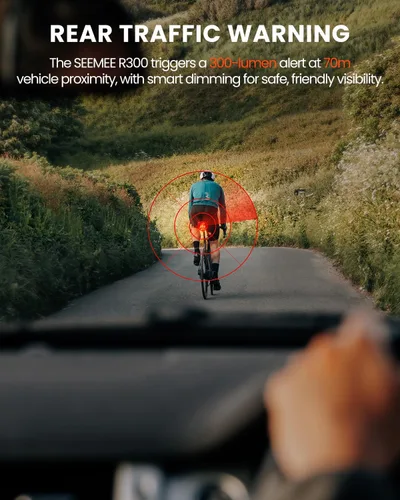 Vista 6 de MagicShine SEEMEE R300 - Luz trasera de radar para bicicleta con detección inteligente de visión trasera, gran angular de 270 ° que aumenta