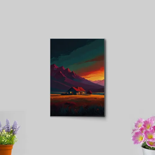 Vista 3 de Canvas Print Farmhouse On The Prairie Rustic Farmhouse Wall Art Framed Canvas Print Synthwave Rustic Mashup Art Watercolor print Decor Canvas, Wall