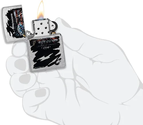 Vista 16 de Zippo encendedores con la bandera de EE. UU.