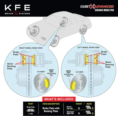 Vista 2 de KFE KFE1398-104 Juego de pastillas de freno de cerámica ultra silenciosas avanzadas de alta calidad compatible con: Hyundai Accent, Elantra, Tucson