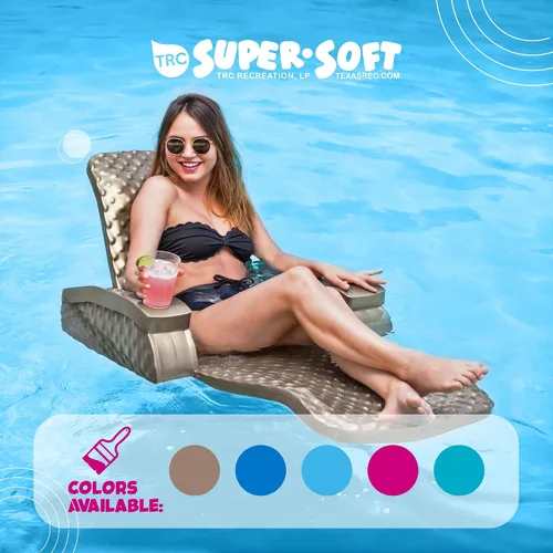 Vista 4 de TRC Recreation Baja II - Flotador plegable de espuma para piscina, tumbona flotante portátil con 2 portavasos para artículos esenciales de playa