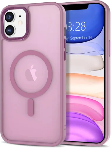 Vista 300 de Anuck - Funda magnética para iPhone 11 compatible con MagSafe, carcasa trasera mate translúcida dura, borde de TPU, delgada, resistente a impactos