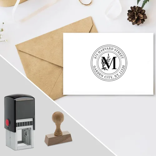 Vista 2 de Sello de dirección con monograma autoentintado personalizado con más de 10 diseños. 7+ diseños