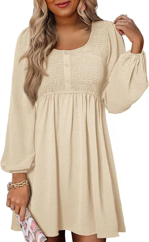 Vista 9 de Dokotoo Vestidos de otoño para mujer 2026 Vestido casual de manga larga Verde
