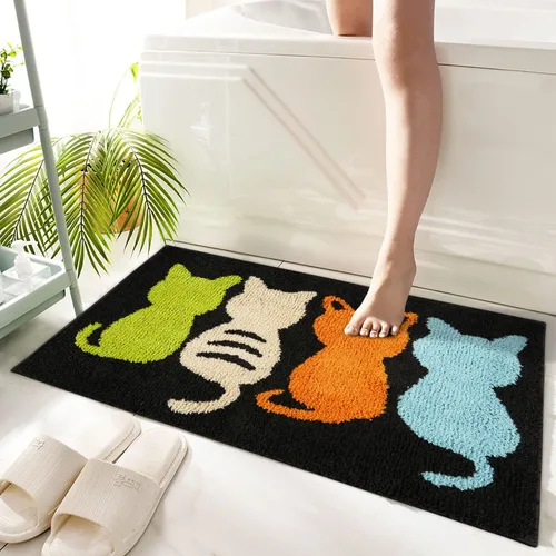 Vista 13 de Hi Space Alfombra de baño de 31.5 x 19.7 pulgadas, antideslizante, lavable a máquina, suave, absorbente, bonita, alfombra de baño de felpa