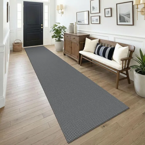 Vista 120 de KOZYFLY - Tapete para puerta de interior, lavable, pequeña, antideslizante, con respaldo de goma, felpudo de algodón para el hogar, color negro