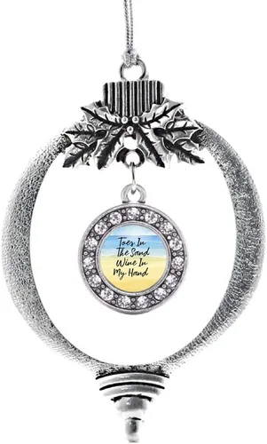 Vista 37 de Inspired Silver - Adorno con dije de cara de carlino - Adornos navideños de círculo de plata con joyas de circonita cúbica
