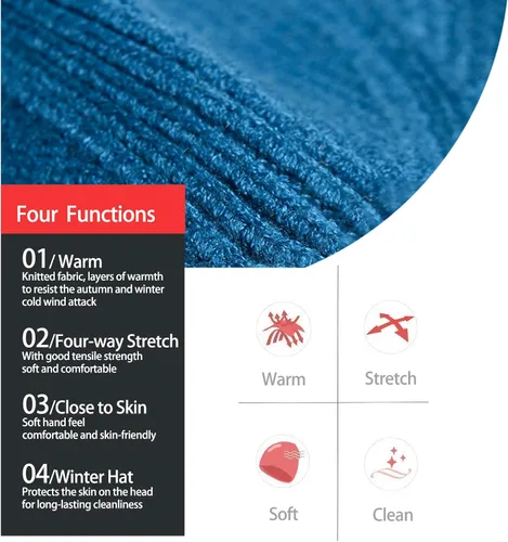 Vista 2 de Gorros de invierno para hombre, para exteriores, elásticos, de punto, con orejeras, resistentes al viento