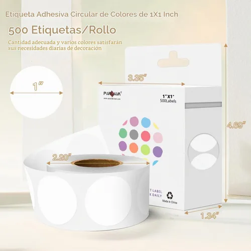 Vista 2 de Etiqueta engomada blanca del punto 1 pulgada 500P por rollo de la etiqueta Blanco