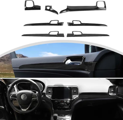 Vista 9 de CheroCar para Jeep Grand Cherokee, juegos de cubiertas de panel de salpicadero y manija de puerta, accesorios interiores para Jeep Grand Cherokee