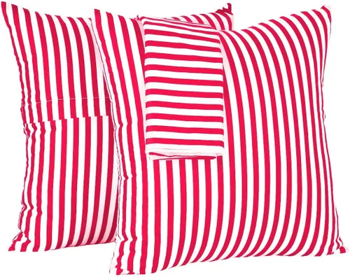 Vista 5 de Rockcloud Juego de 2 fundas de almohada cuadradas decorativas 100% de algodón a rayas, fundas de cojín para sofá, dormitorio, automóvil, 18 x 18 Azul