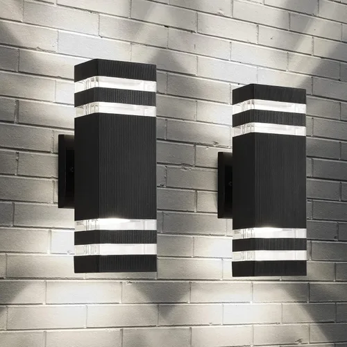 Vista 11 de Luces de pared para exteriores de anochecer a amanecer - Diseño impermeable de 2 capas, modernas lámparas de exterior de aluminio para casa, luces