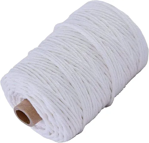 Vista 20 de Cordón de algodón para macramé, hilo torcido de 4 capas, cuerda de algodón natural, suministros perfectos de macramé, para hacer soportes colgantes