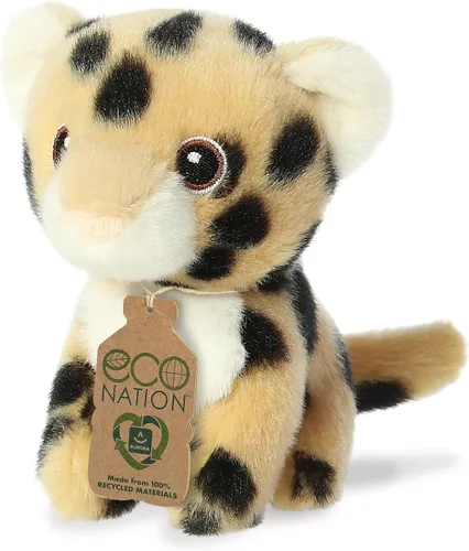 Vista 5 de Aurora Animal de peluche Eco Nation Mini guepardo hecho de forma responsable, ideal para aventuras de juego, perfecto para cumpleaños o simplemente