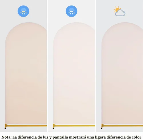 Vista 2 de SoarDream Cubierta de telón de fondo de arco de elastano beige ajustada 5 pies, cubierta de arco de boda globo con parte superior redonda, tela