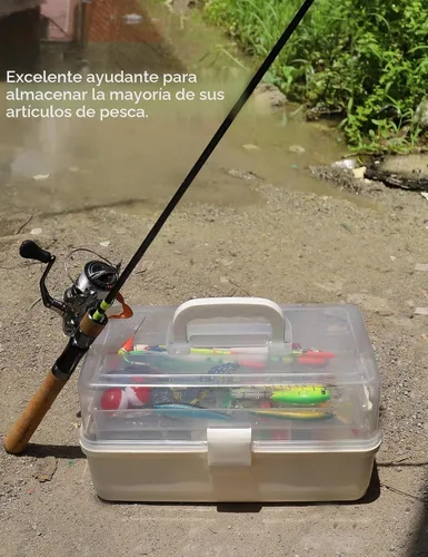 Vista 4 de Avlcoaky Caja de aparejos grande de 3 capas Caja de almacenamiento portátil de plástico Organizador de caja de aparejos de pesca Caja de aparejos