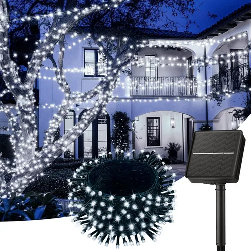Vista 15 de Brightown Paquete de 2 luces solares de cadena para exterior, cada una de 46 pies, 120 luces LED, luces solares de cadena para exterior con 8 modos