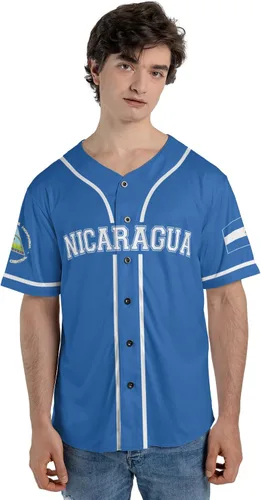 Vista 5 de Camiseta de béisbol de Nicaragua personalizada, camiseta de béisbol de Nicaragua personalizada para hombres y mujeres, camisas nicaragüenses