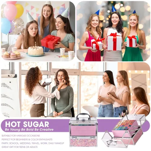 Vista 5 de Hot Sugar Kit de maquillaje para adolescentes para niñas de 13 a 15 años, kit de maquillaje para niños, juego de regalo de maquillaje para fiestas