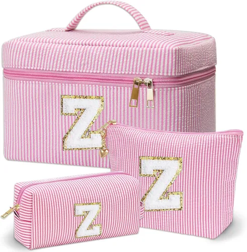 Vista 34 de Bolsa de maquillaje Adoryoung 3 piezas rosa+azul, Azul, A