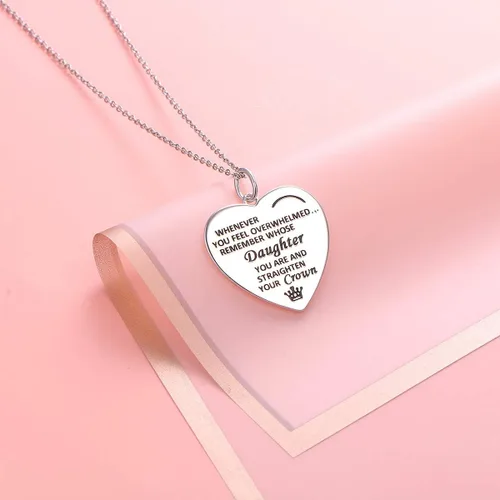 Vista 4 de DAOCHONG Regalos para el día de la madre, plata de ley S925, collar con colgante de corazón para madre, hija, nieta, familia, joyería de papá, mamá