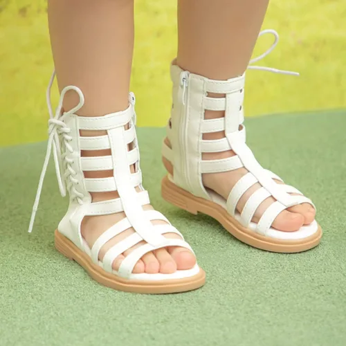 Vista 3 de CENCIRILY Sandalias de gladiador para niñas pequeñas, con cremallera lateral, con correa antideslizante, suela de goma, zapatos de playa de verano