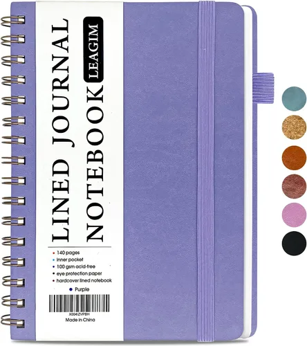 Vista 9 de LEAGIM Cuaderno rayado en espiral para mujeres y hombres, cuaderno de tapa dura con rayas universitarias para trabajo y toma de notas, diarios
