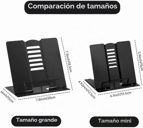 Vista 5 de Honagu Soporte de metal para libros de escritorio, soporte ajustable para libros, manos libres para leer, soporte para documentos, soporte para Negro
