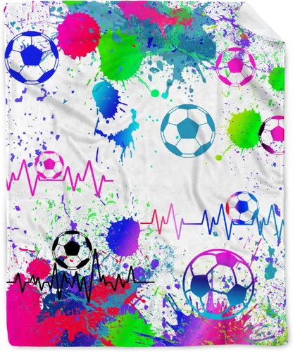 Vista 19 de Manta de fútbol para niñas, regalos de fútbol para niñas y niños, manta de franela de forro polar suave y cálida para niñas, regalos de fútbol
