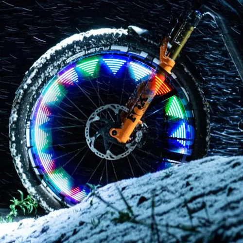 Vista 5 de Lámpara LED de radios, luz solar para neumáticos, sensor de movimiento con equipo de ciclismo impermeable, decoración de bicicleta para niños