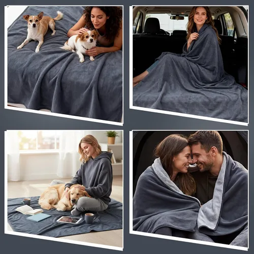 Vista 7 de Tisancy Manta impermeable para cama, sofá, 40 x 60 pulgadas, reversible y lavable, tapete impermeable de vellón y franela, resistente al agua
