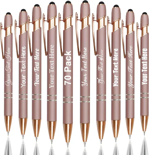 Vista 70 de Hasta 300 bolígrafos personalizados a granel con nombre personalizado con grabado gratis, puntas de lápiz capacitivo grabado, bolígrafo