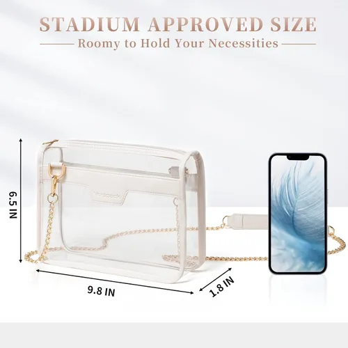 Vista 2 de Vorspack Bolso transparente aprobado para estadios, bolsa transparente para mujer, bolsa cruzada transparente para eventos deportivos, conciertos