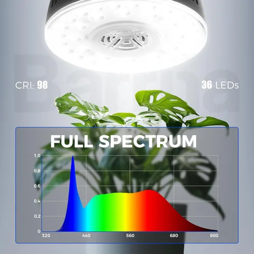Vista 5 de Barrina Orbgrow OG09 Puck - Luz LED de crecimiento, 5000 K 9 W (equivalente a 135 vatios), luces de plantas para plantas de interior de espectro