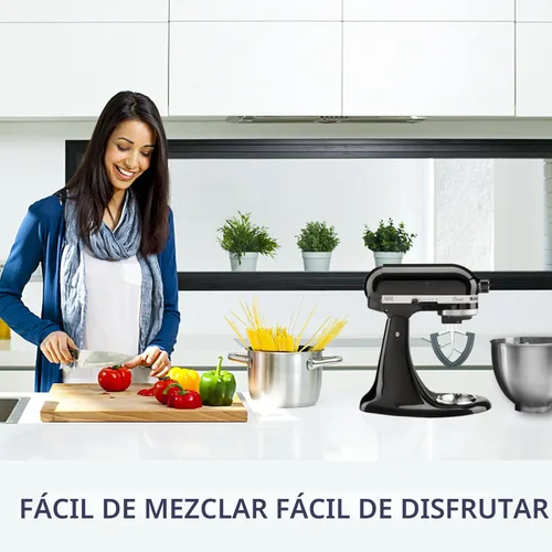 Vista 4 de Batidor de borde flexible para KitchenAid de 4.5/5 cuartos de galón con cabezal inclinable, accesorio para batidora KitchenAid, con bordes de Gris