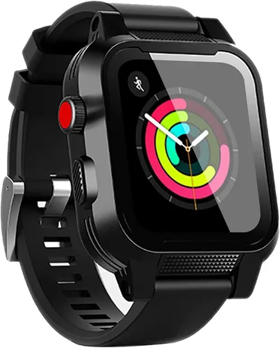 Vista 9 de Funda impermeable para Apple Watch de 1.614 in, 1.772 in, 1.732 in, 1.654 in, 1.575 in, 1.496 in, funda IP68 con correa y protector de pantalla