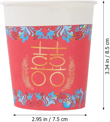 Vista 6 de ABOOFAN Taza de papel de boda china 50pcs espesar taza de papel desechable tenedor de bebida vajilla para boda