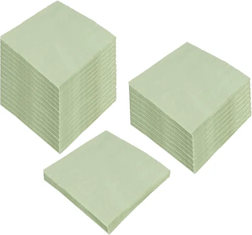 Vista 16 de 100 paquetes de servilletas de cóctel de 2 capas, servilletas de postre plegadas de 5 x 5 pulgadas, servilletas desechables para cena, boda