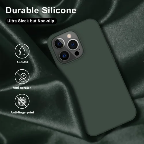 Vista 3 de bemal Funda para iPhone 14 Pro con protector de pantalla, silicona líquida de ajuste delgado, forro de microfibra suave, diseñada para mujeres