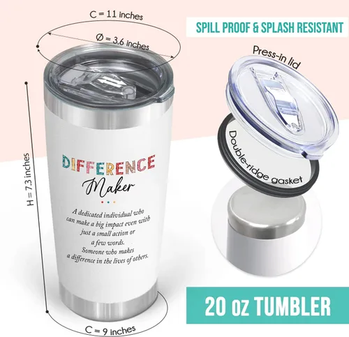 Vista 2 de CHICKOR Vaso aislado de 20 onzas – Regalo para hacer diferencias – Never Forget the Difference You Make – Regalos de agradecimiento al jefe